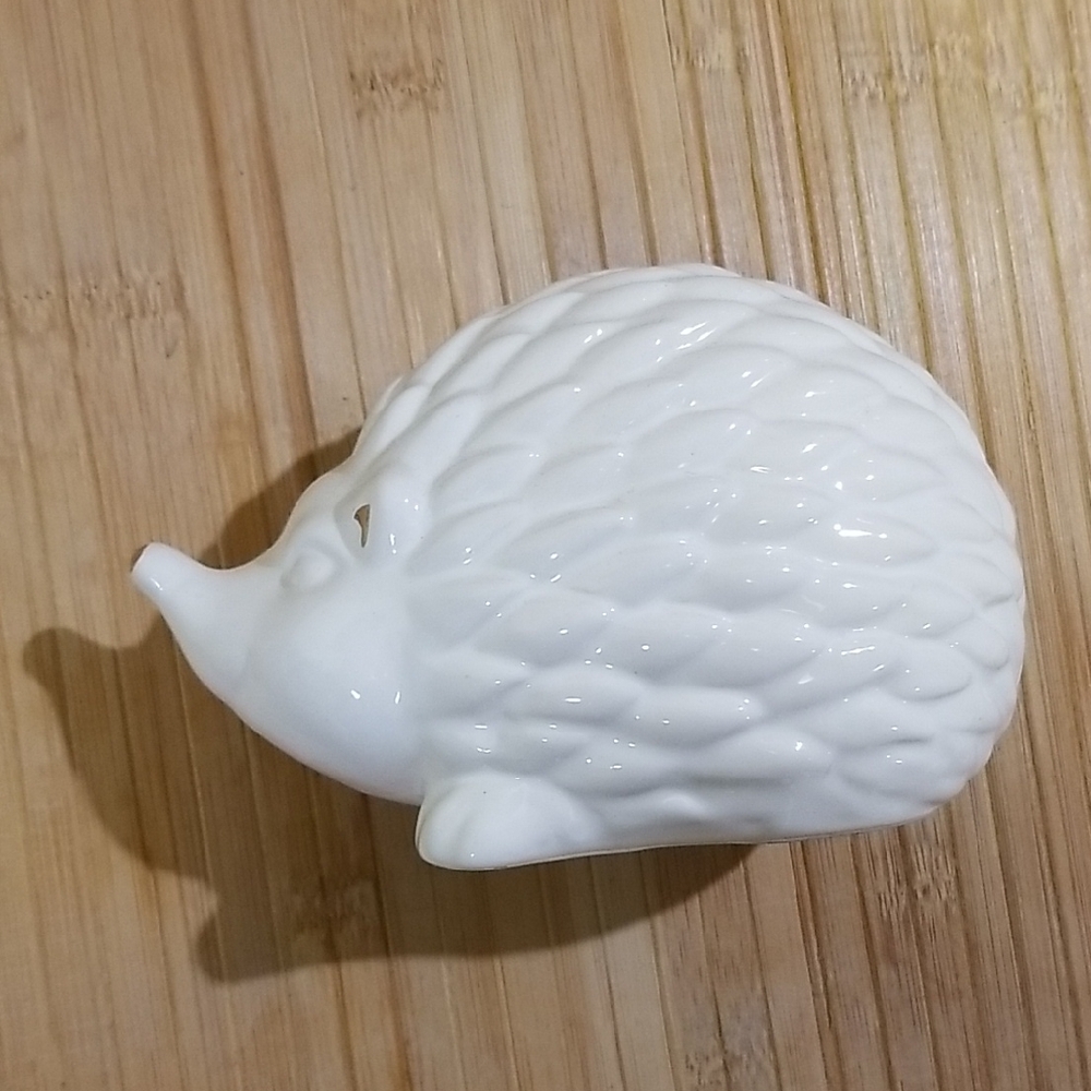 White Ceramic Hedgehog Figurine
